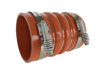 Redline Emissions Products Charge Air Cooler Hot Side Hose with Clamps (OEM 7715-0002 / RED RLH4006) angled with clamps